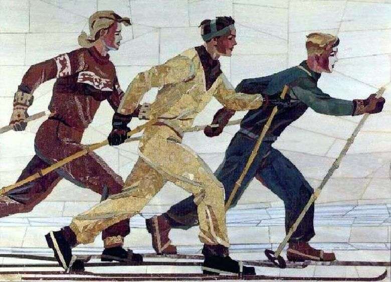 Описание картины Александра Дейнеки "Лыжники" (1950)