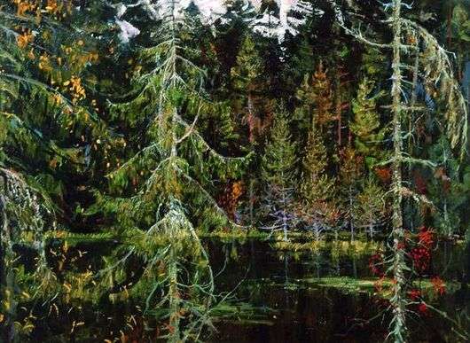 Описание картины Николая Ромадина «Лесное озеро»