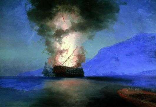Описание картины Ивана Айвазовского «Взрыв корабля»