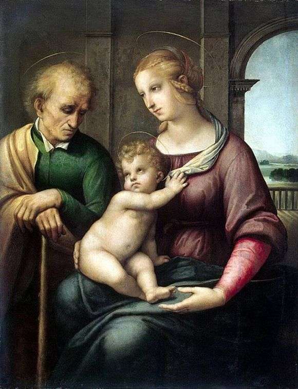 Описание картины Рафаэля Санти «Святое семейство» (Мадонна с безбородым Иосифом)