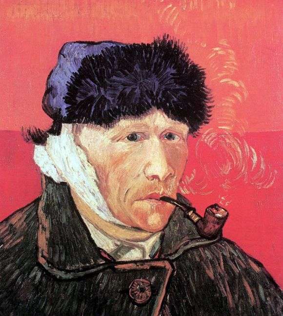 Описание картины Винсента Ван Гога «Автопортрет с отрезанным ухом и трубкой»