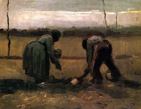 Описание картины Винсента Ван Гога «Крестьянин и крестьянка, сажающие картофель»
