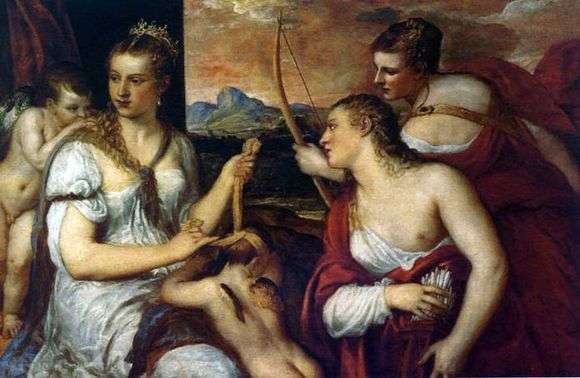 Описание картины Тициана «Венера завязывающая глаза Амуру»