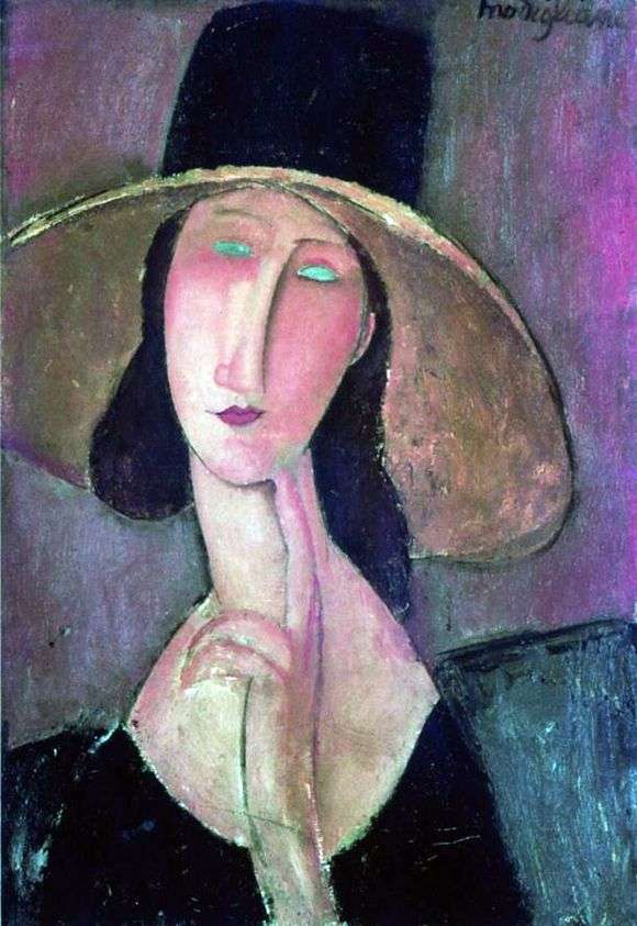 Описание картины Амедео Модильяни «Портрет Жанны Эбютерн в большой шляпе»