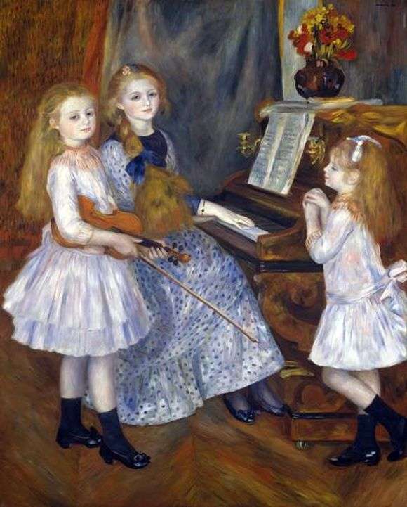Описание картины Пьера Огюста Ренуара «Дочери Катулла Мендеса за пианино»