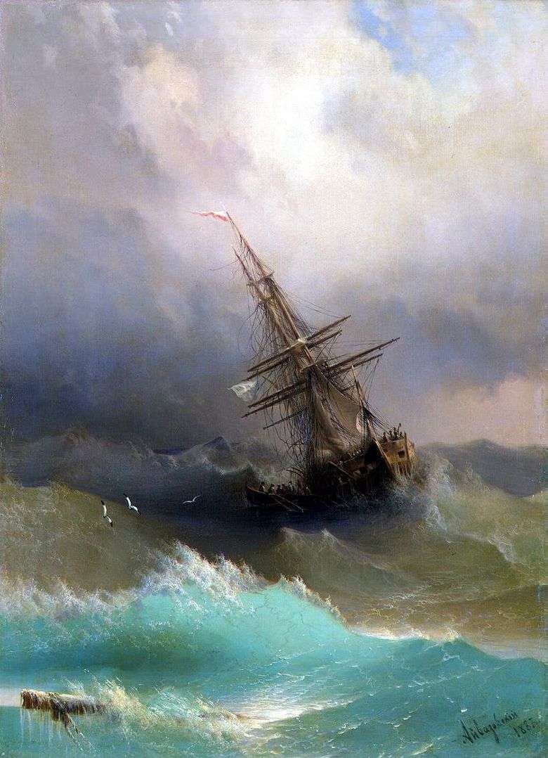 Описание картины Ивана Айвазовского «Корабль среди бурного моря»