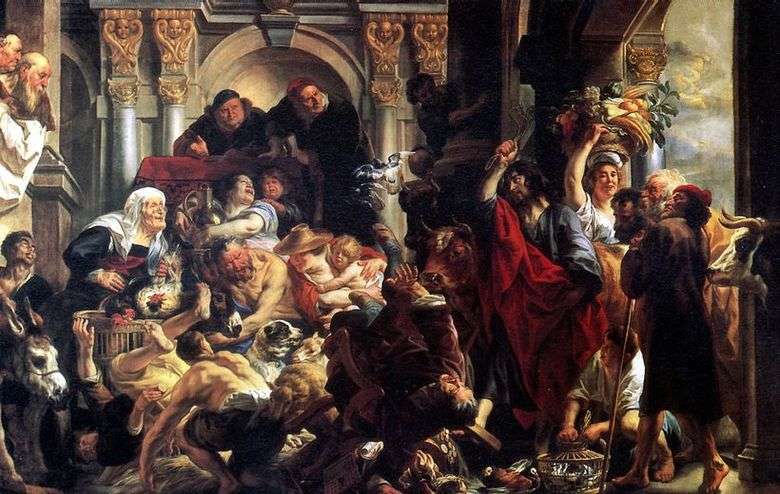 Описание картины Рембрандта «Изгнание торгующих из храма»