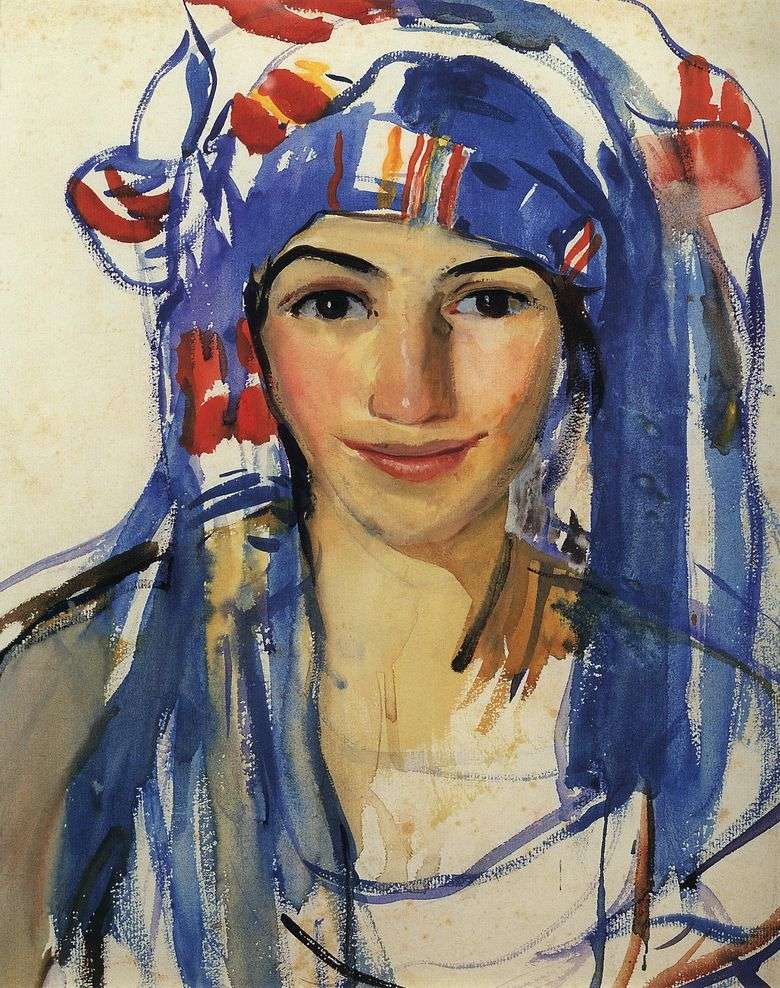 Описание картины Зинаиды Серебряковой «Автопортрет в шарфе»