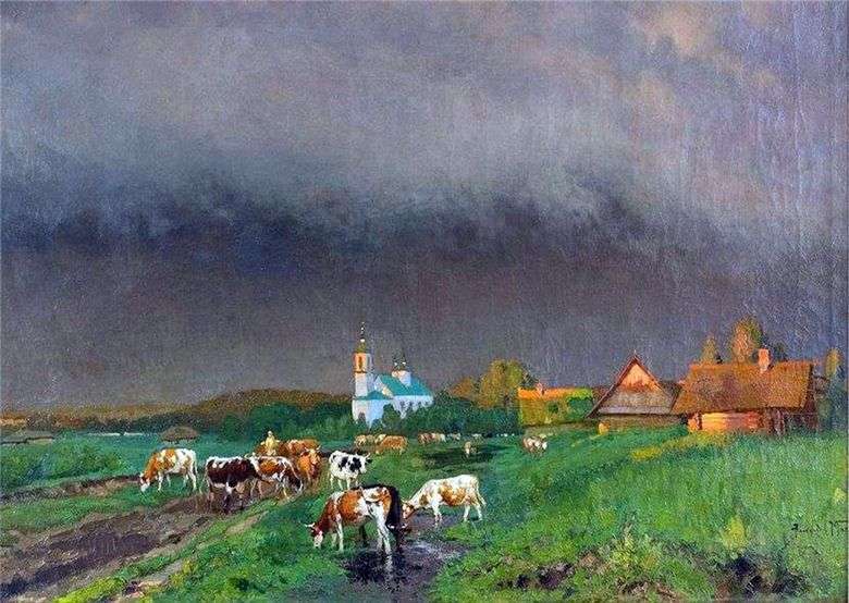 Описание картины Александра Маковского «Перед грозой (Пейзаж с коровами)»