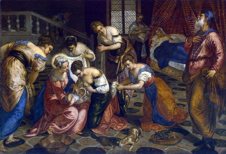 Описание картины Якопо Тинторетто «Рождение Иоанна Крестителя»