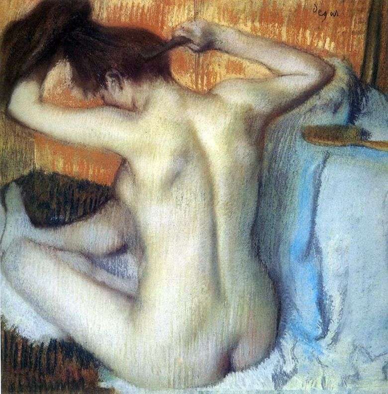 Описание картины Эдгара Дега «Причесывающаяся женщина» (За туалетом)