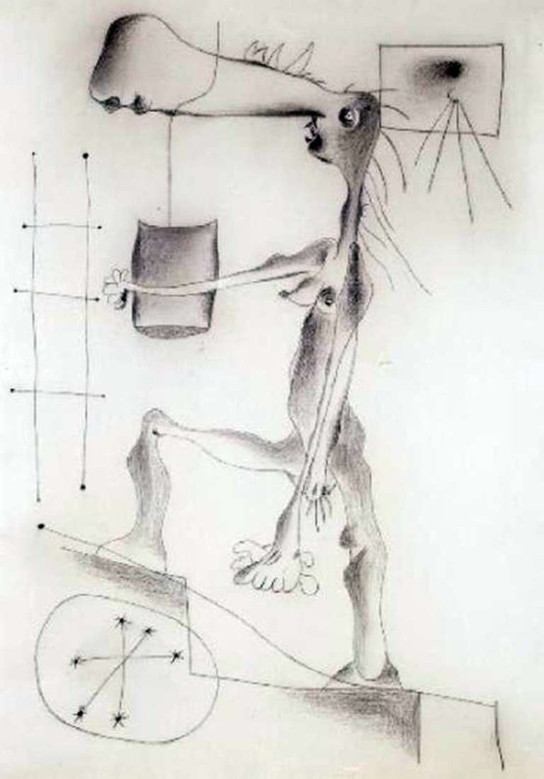 Описание картины Хуана Миро «Обнаженная поднимающаяся по лестнице»