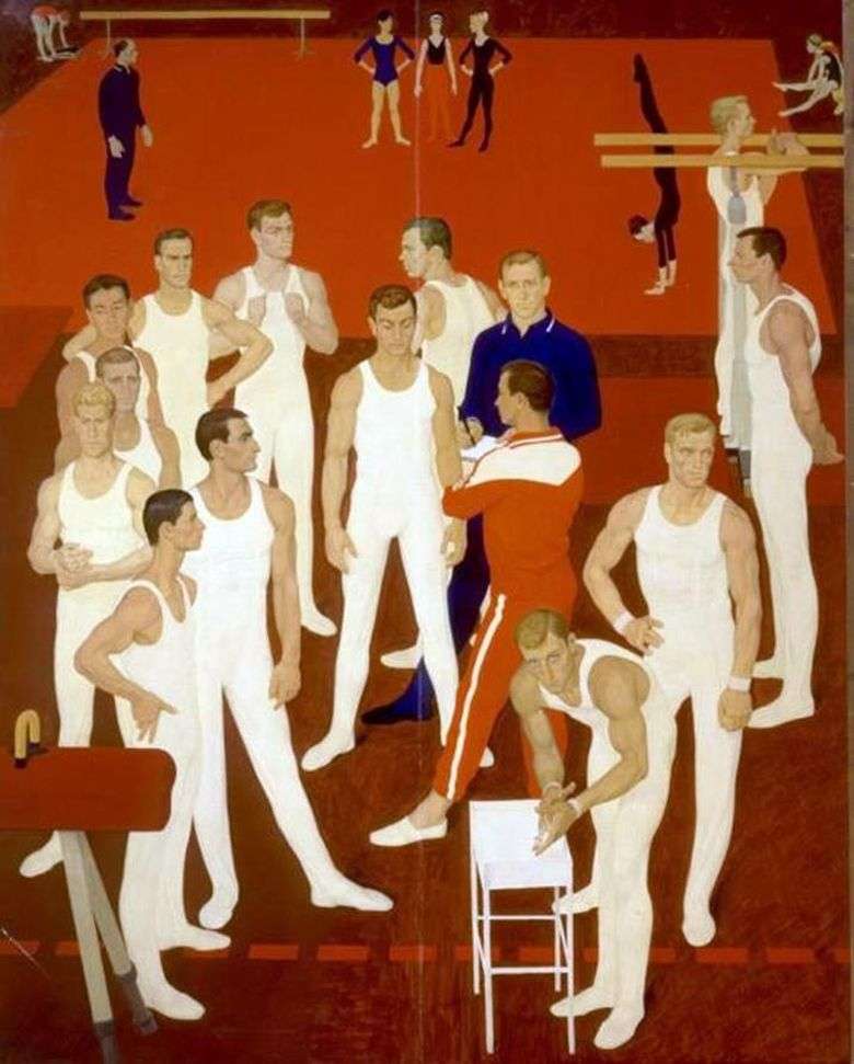 Описание картины Дмитрия Жилинского «Гимнасты СССР» (1964 1965)