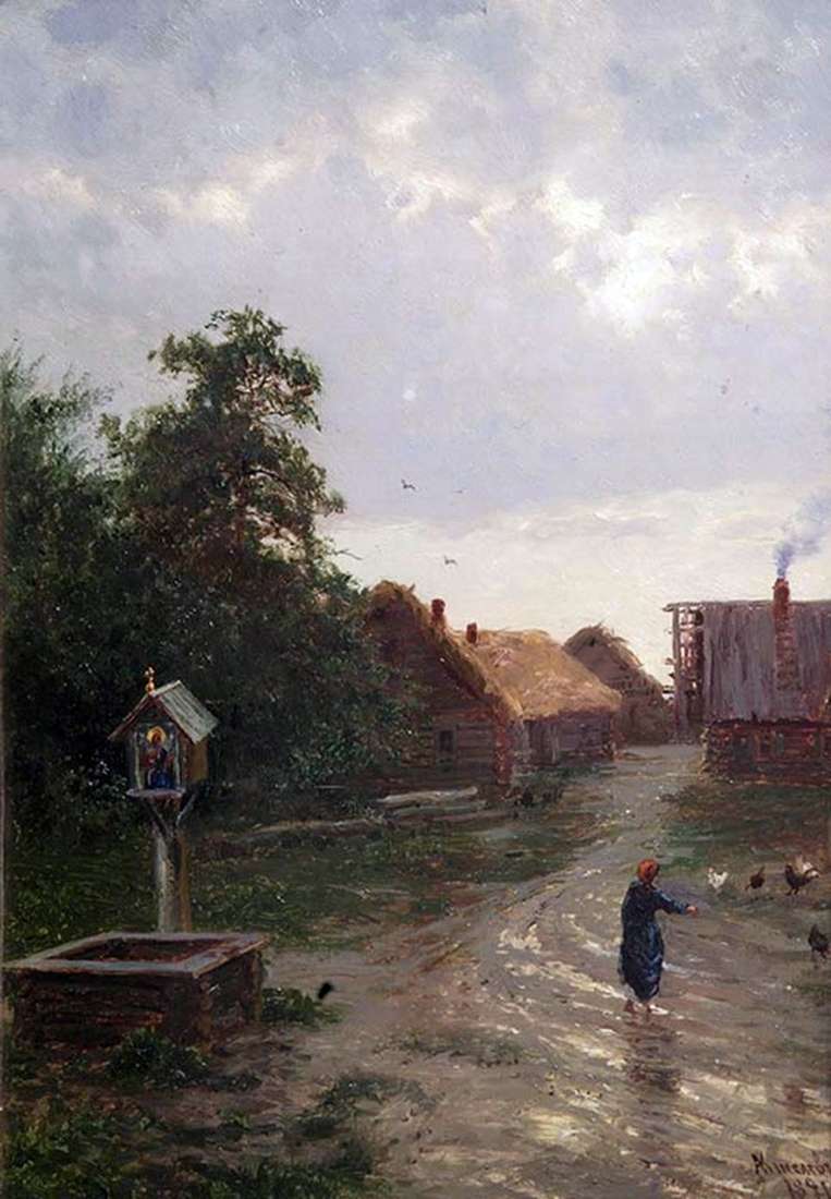 Описание картины Александра Киселева «Въезд в деревню» (1891)