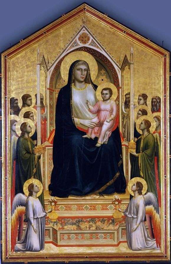 Описание картины Джотто «Мадонна с младенцем и двумя ангелами»