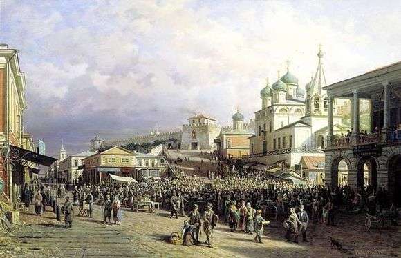 Описание картины Петра Верещагина «Рынок в Нижнем Новгороде»