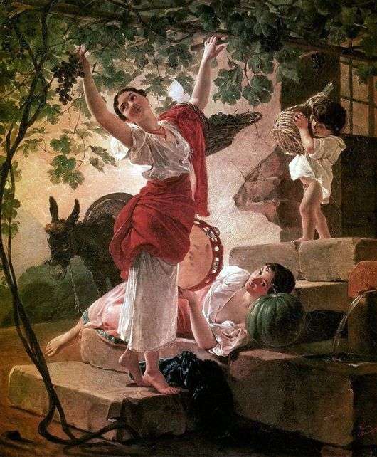 Описание картины Карла Брюллова «Девушка, собирающая виноград в окрестностях Неаполя»