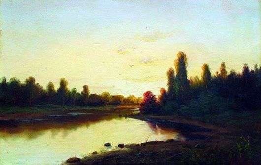 Описание картины Ефима Волкова «Закат на реке»