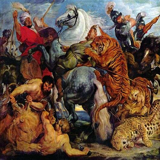 охота львов на тигров