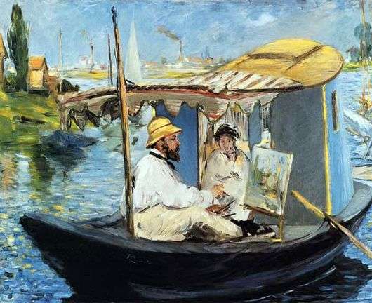 Описание картины Эдуарда Мане «Клод Моне в своей лодке студии»