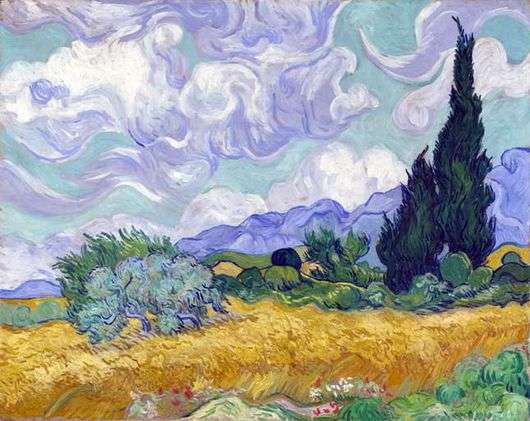 Описание картины Винсента Ван Гога «Пшеничное поле с кипарисами»