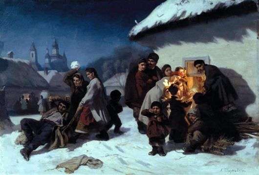 Описание картины Константина Трутовского «Колядки в Малороссии»