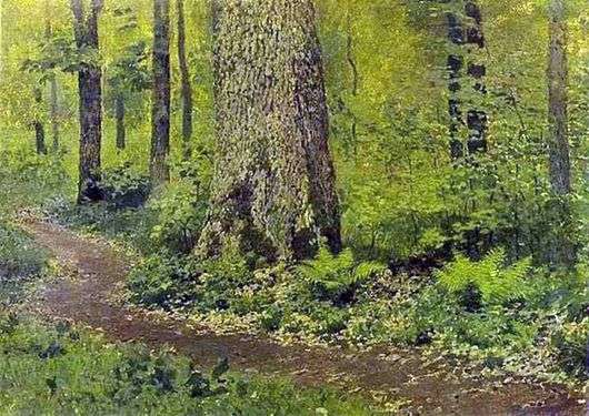 Описание картины Исаака Ильича Левитана «Тропинка в лиственном лесу. Папоротники»