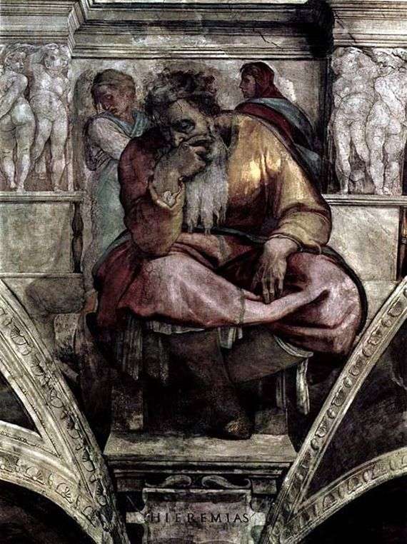 Описание фрески Микеланджело Буонарроти «Пророк Иеремия»