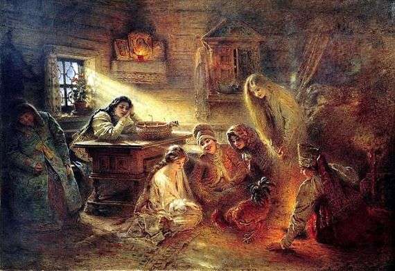 Описание картины Константина Маковского «Святочное гадание на жениха»