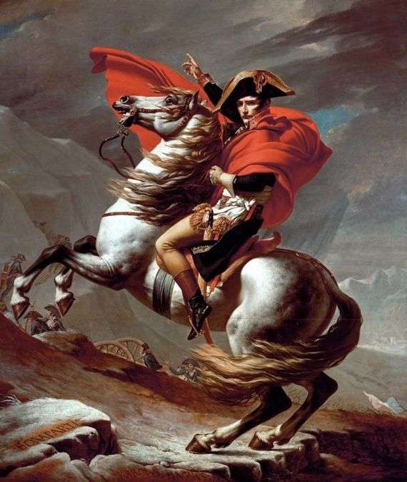 Описание картины Жака Луи Давида «Наполеон на перевале Сен Бернард»