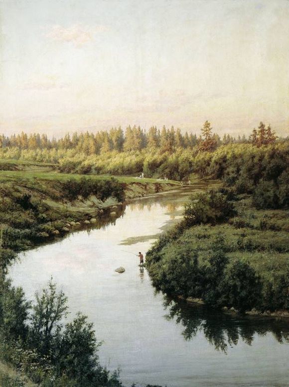 Описание картины Павла Брюллова Пейзаж с рекой