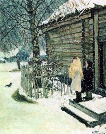 Описание картины Аркадия Пластова «Первый снег»