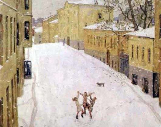 Описание картины Попова «Первый снег»